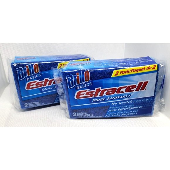 2 Brillo Basics Estracelli Sanitary 2 Pack No Scratch 2010 Armaly Soft Scrub Pad - Picture 3 of 16